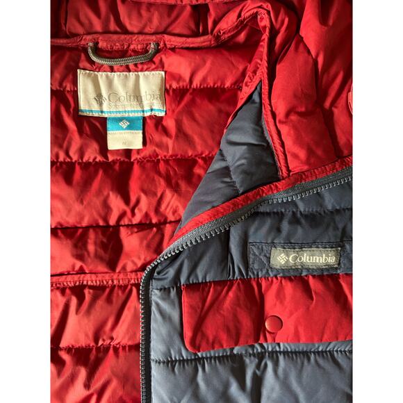 Columbia Men’s Lightweight Puffer Jacket Size M | Navy Red Hooded Insulated Coat - Picture 11 of 12